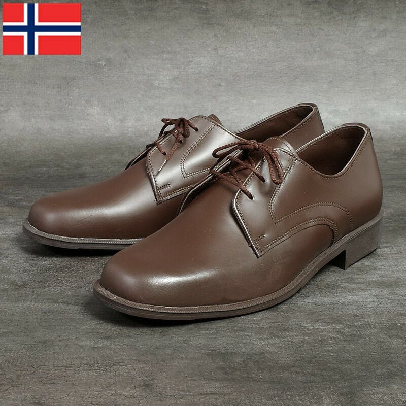 ノルウェー軍 レザー ドレスシューズ ブラウン デッドストック FS074NN