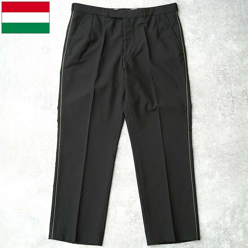 東ドイツ海軍スラックス未使用品 ハンガリー軍 サイドライン ドレスパンツ ブラック デッドストック