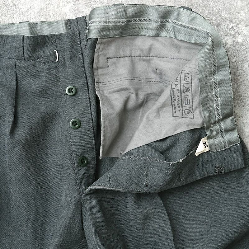 スイス軍 サイドライン ドレスパンツ ウールポリエステル グレー USED