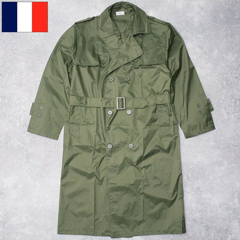 フランス軍タイプ ナイロン レインコート オリーブ デッドストック