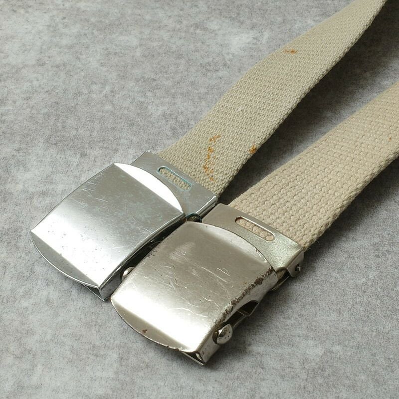 メール便可 フランス軍 コットン キャンバスベルト カーキ USED
