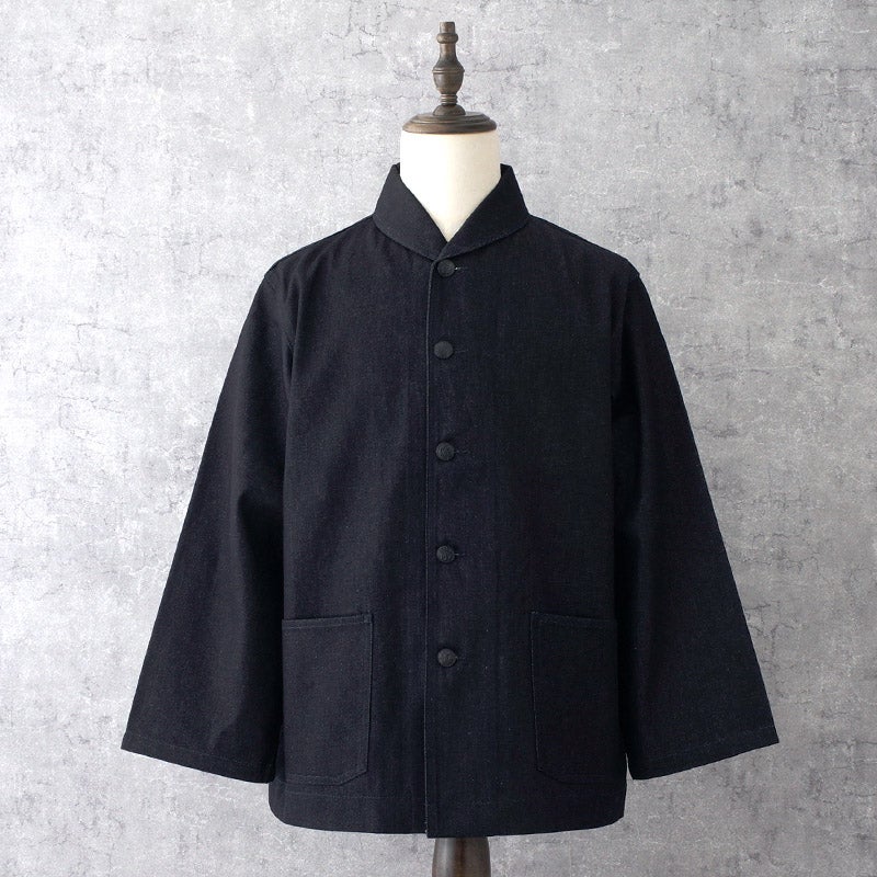 米軍タイプ NAVY デニムワークジャケット ショールカラー ノンウォッシュ #JJ409YN