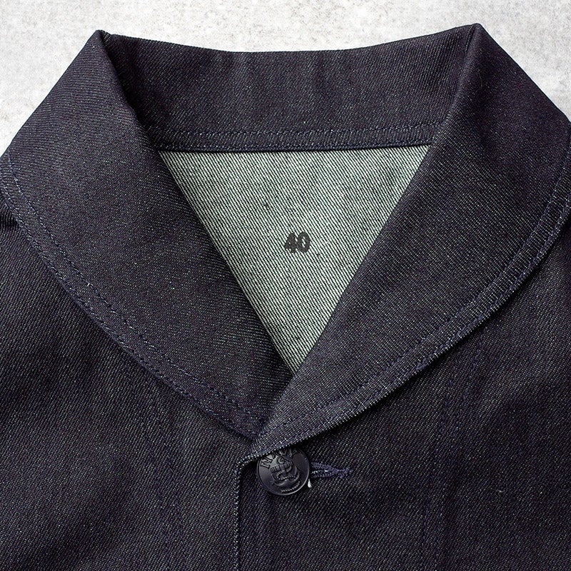 米軍タイプ NAVY デニムワークジャケット ショールカラー ノン