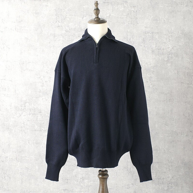 イタリア軍 AMI プルオーバー ハーフジップセーター ネイビー デッドストック JW080NN