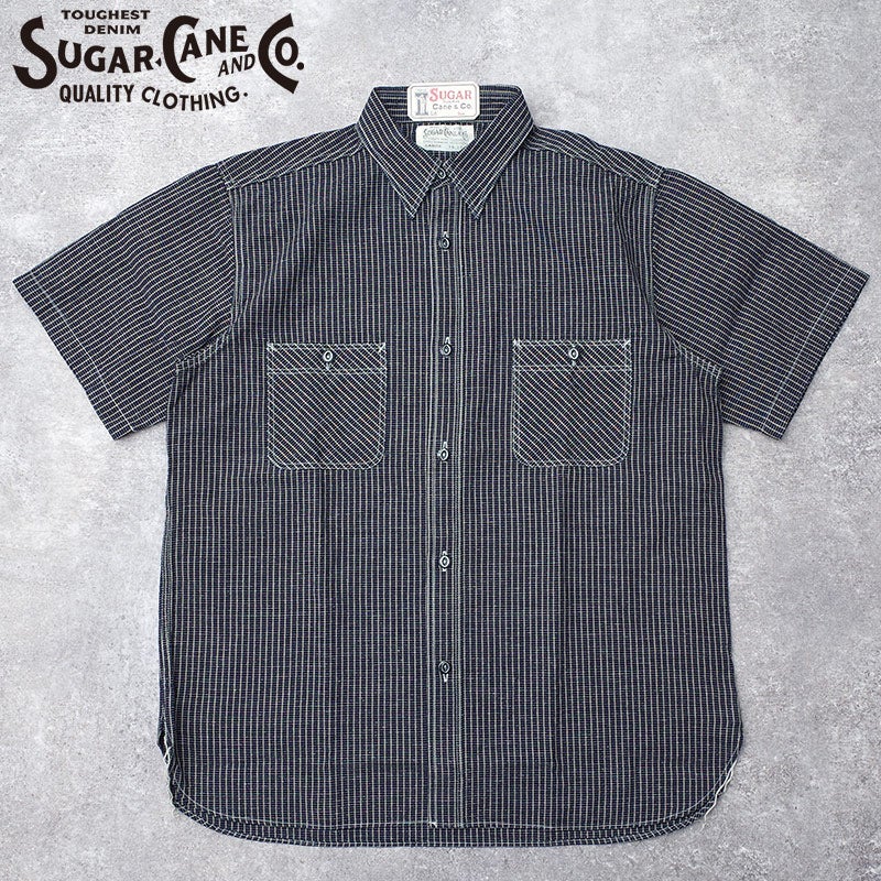 シュガーケーン SUGAR CANE インディゴツイル ボーダーハーフパンツ