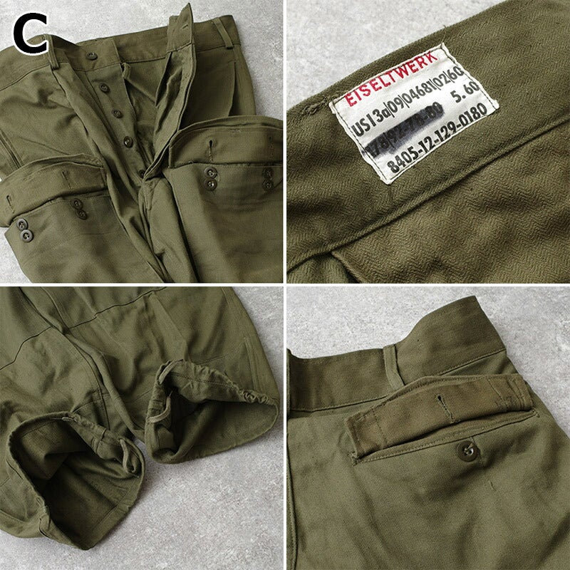 ドイツ軍 60s フィールド カーゴパンツ HBT オリーブ USED PP513NN