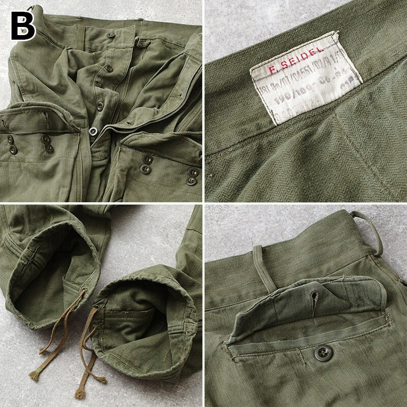 ドイツ軍 50s60s フィールド カーゴパンツ HBT オリーブ USED