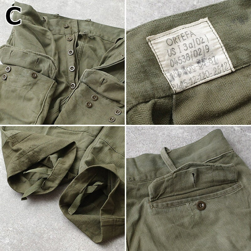 ドイツ軍 50s60s フィールド カーゴパンツ HBT オリーブ USED