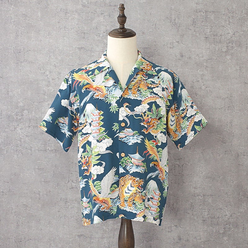 SUNSURF サンサーフ #SS39743 サンサーフ スペシャルエディション 半袖 レーヨン アロハシャツ『EAGLE, TIGER, DRAGON』