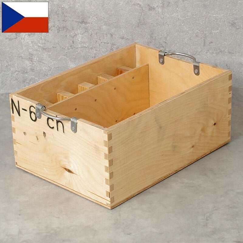 チェコ軍 ウッド ストックボックス 取っ手付き 25x34x15cm USED
