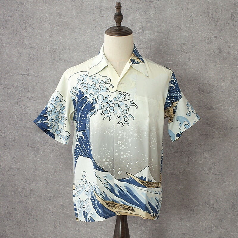 SUNSURF サンサーフ #SS37651 SUN SURF×葛飾北斎 スペシャルエディション 半袖 アロハシャツ『神奈川沖浪裏』