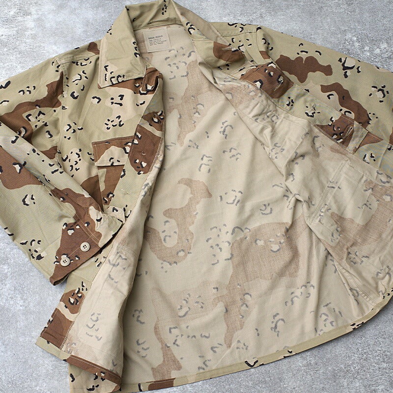 米軍装備品　湾岸戦争　デザート迷彩 戦闘服 米国製　M-R 米軍 BDUジャケット チョコチップデザート デッドストックアメリカ軍